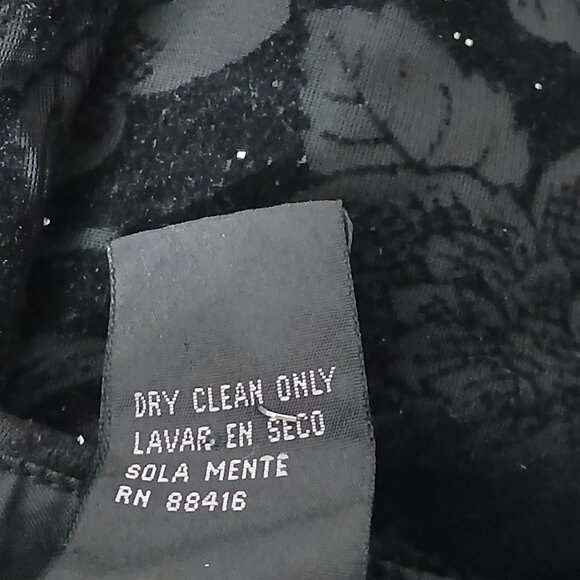 Vintage Nite Kraze Dress 9/10 Velvet Burnout Floral Glitter Cross Back LBD - Picture 10 of 10